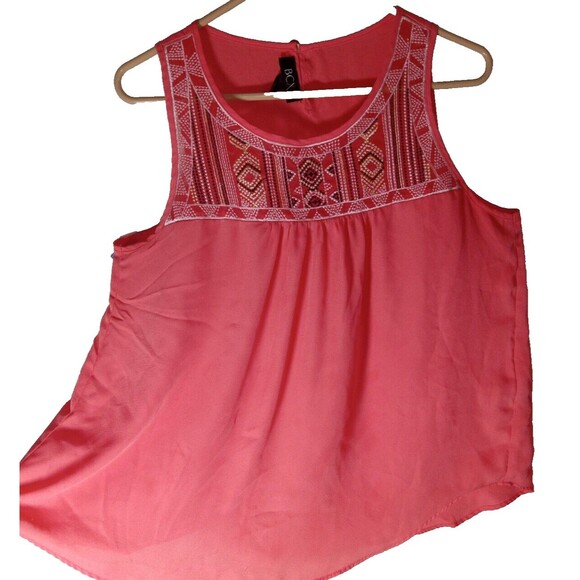 BCX Women's Sleeveless Top Tribal Design Summer Peach Lightweight Open Back SL - Picture 8 of 9